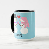 Sweet Snowpeople in Love: Light Blue Tasse (Vorderseite Links)