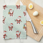 Sweet Snowy Santa Holiday Kitchen Towel Geschirrtuch (Viertel Falte)