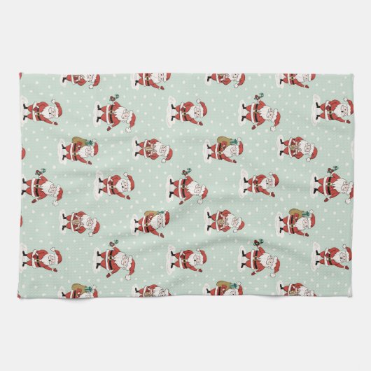 Sweet Snowy Santa Holiday Kitchen Towel Geschirrtuch (Horizontal)
