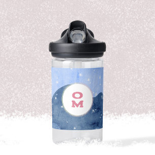 Sweet Snowy Watercolor Winter Landscape Monogram Trinkflasche