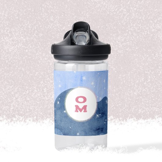 Sweet Snowy Watercolor Winter Landscape Monogram Trinkflasche