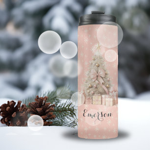 Sweet Soft Pink Weihnachtsbaum & individuelle Grüß Thermosbecher