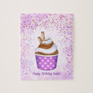 Sweet Soft Serve Ice Cream Personalize Birthday Puzzle