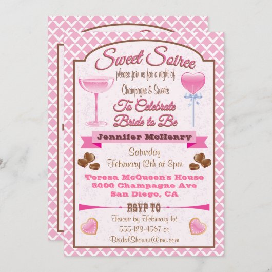 Sweet Soiree Bridal Dusche Einladungen (Vorne/Hinten)