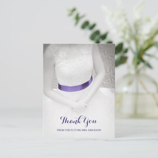 Sweet Something Blue Sash Brautparty Vielen Dank Postkarte (Stehend Vorderseite)