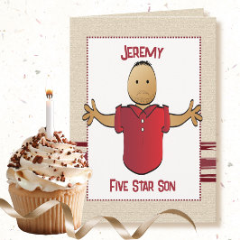 Sweet Son Cartoon Five Star Funny Birthday Karte