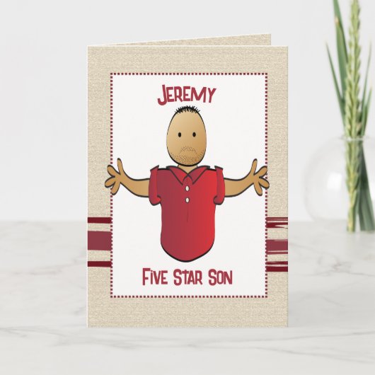 Sweet Son Cartoon Five Star Funny Birthday Karte (Vorderseite)