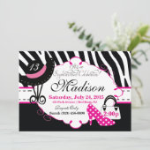 Sweet Sophisticated Diva Birthday Einladung (Stehend Vorderseite)