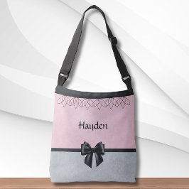 Sweet & Sophisticous Pink and Gray Messenger Bag Tragetaschen Mit Langen Trägern