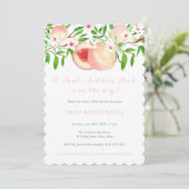Sweet Southern Peach Little Girl Baby Dusche Einladung (Stehend Vorderseite)