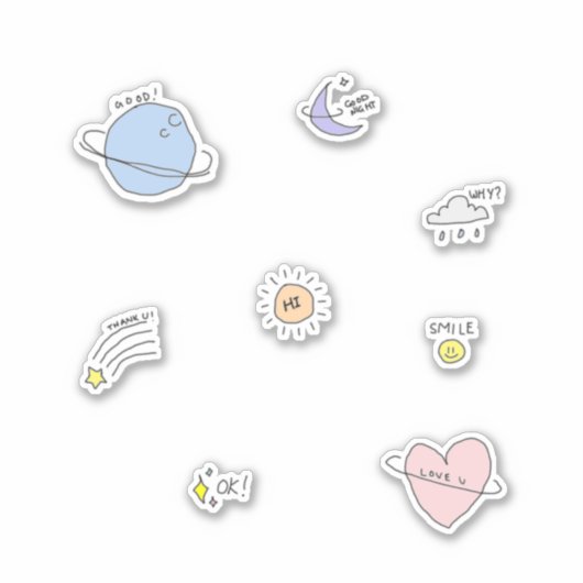 Sweet Space Sticker Set | Okpeach (Vorderseite)