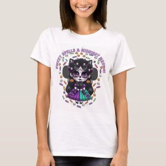 Sweet Spells & Midnight Meows – Catrina Kawaii de T-Shirt
