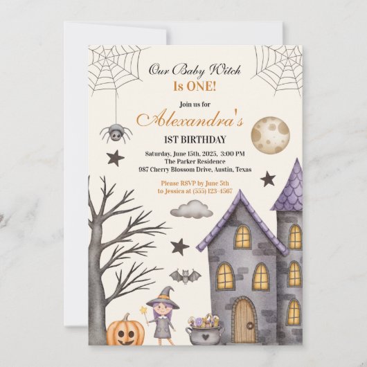 Sweet & Spooky Baby Witz Geburtstag Einladung (Vorderseite)