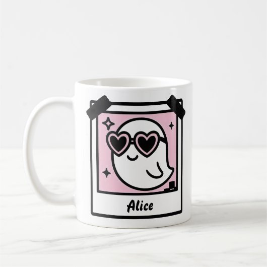 Sweet & Spooky Ghost Pastel Goth Pink Polaroid Kaffeetasse (Links)