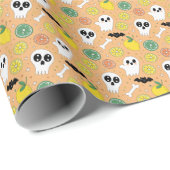Sweet & Spooky Halloween Gespenster, Skulls & Citr Geschenkpapier (Rolleneckpunkt)