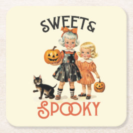"Sweet & Spooky" im Vintagen Stil der Mitte des Ja Rechteckiger Pappuntersetzer