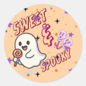 Sweet & Spooky Niedlich Ghost Round Sticker (Vorderseite)