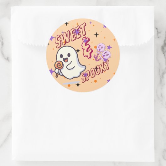 Sweet & Spooky Niedlich Ghost Round Sticker (Tasche)