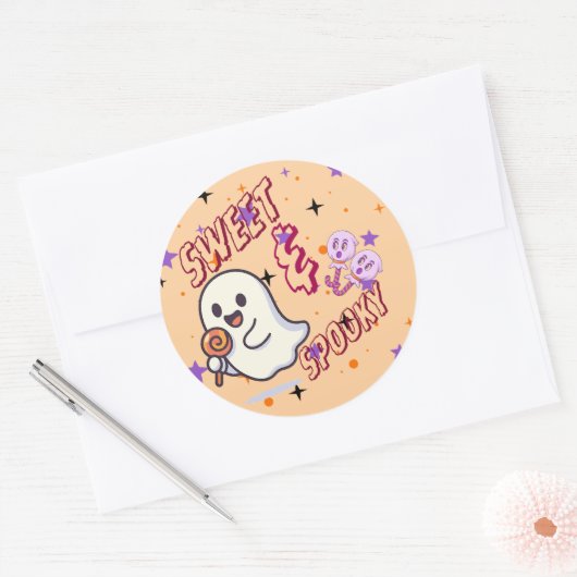 Sweet & Spooky Niedlich Ghost Round Sticker (Umschlag)