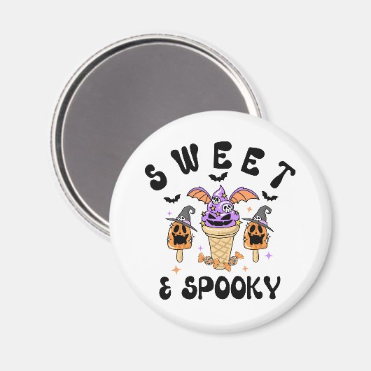 Sweet & Spooky Retro Halloween Eiscreme Conces Magnet (Vorderseite/Rückseite)