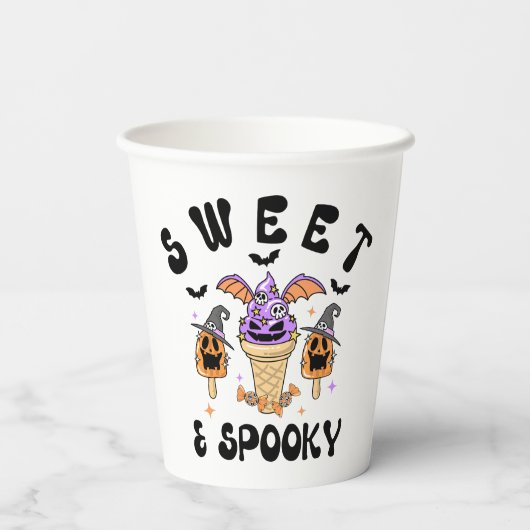 Sweet & Spooky Retro Halloween Eiscreme Conces Pappbecher (Rückseite)