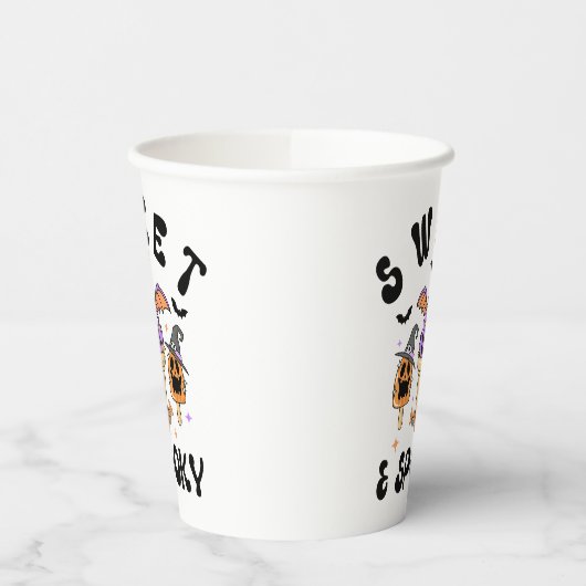 Sweet & Spooky Retro Halloween Eiscreme Conces Pappbecher (Links)