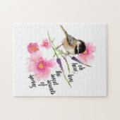 Sweet Sprichwort Chickadee Black Capped Wasserfarb Puzzle (Horizontal)