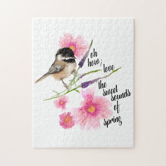 Sweet Sprichwort Chickadee Black Capped Wasserfarb Puzzle (Vertikal)