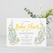 Sweet Sprigs Gender Neutral Baby Dusche Einladung (Stehend Vorderseite)