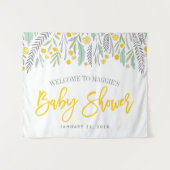 Sweet Sprigs Neutral Baby Shower Sign Tapestes Wandteppich (Vorderseite (Horizontal))