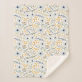 Sweet Spring Blue Gray Yellow Botanische Blume Sherpadecke (Vorderseite)