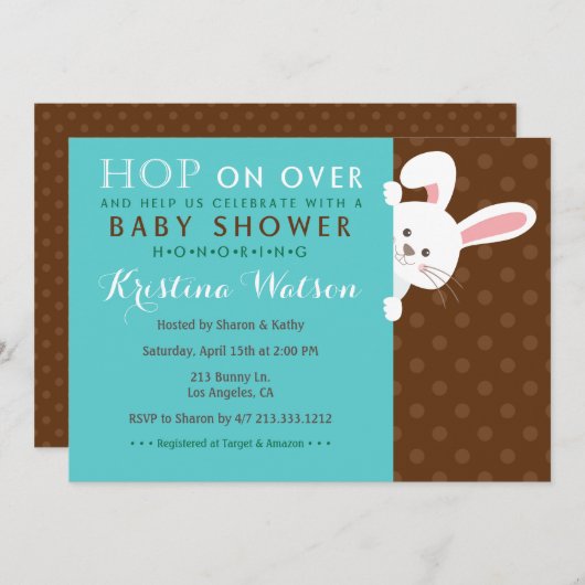 Sweet Spring Bunny Boy Baby Shower Einladung (Vorne/Hinten)