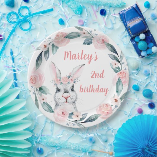 Sweet Spring Bunny Rabbit Birthday Thema Pappteller (Party)