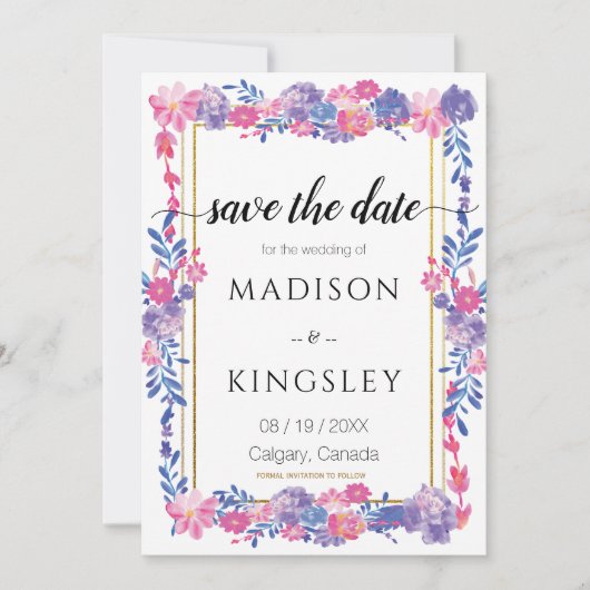 Sweet Spring Floral Abstrakt Save the Date CARD Einladung (Vorderseite)