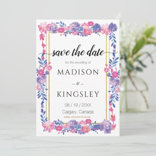 Sweet Spring Floral Abstrakt Save the Date CARD Einladung (Stehend Vorderseite)