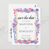 Sweet Spring Floral Epic Save the Date Abstrakt Postkarte (Vorne/Hinten)