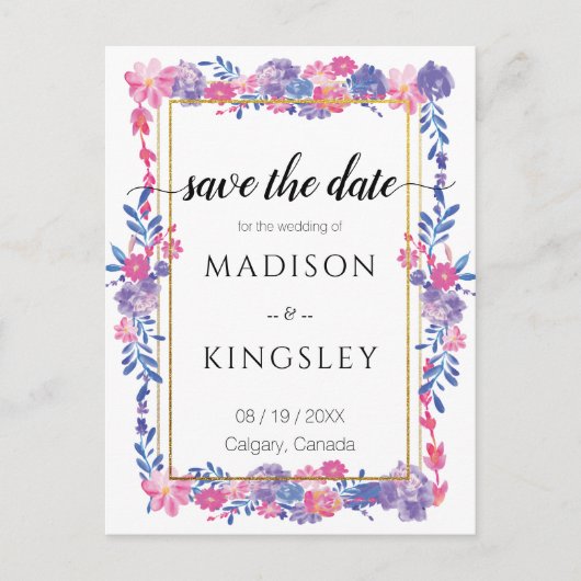 Sweet Spring Floral Epic Save the Date Abstrakt Postkarte (Vorderseite)