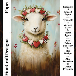 Sweet Spring Lamb Floral Heart CH6 Scrapbook Paper