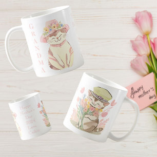 Sweet Spring Oma Cat Kitten Personalisiert Kaffeetasse