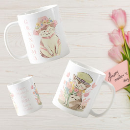 Sweet Spring Oma Cat Kitten Personalisiert Kaffeetasse