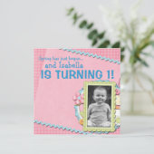 Sweet Spring Summer First Geburtstag Einladung (Stehend Vorderseite)