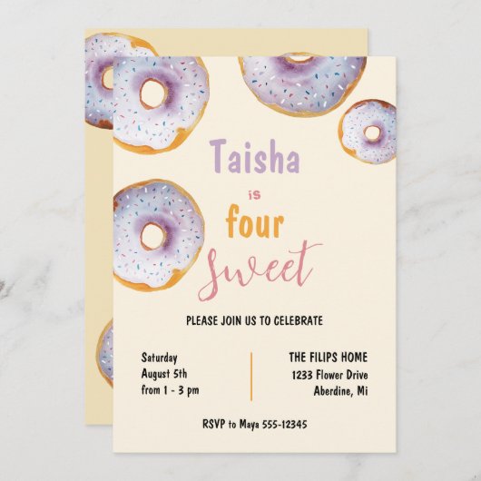 Sweet Sprinkle Donut Aquarellbilder (Vorne/Hinten)