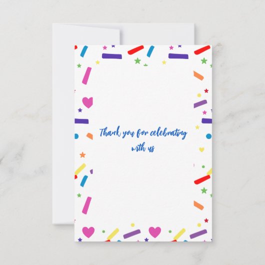 Sweet Sprinkle Geburtstagsparty Thema Dankeskarte (Rückseite)
