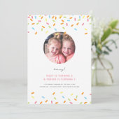 Sweet Sprinkle Kids Joint Birthday Party Foto Einladung (Stehend Vorderseite)