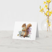 Sweet Squirrel Holding Blume BLANK Karte (Gelbe Blume)