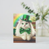 Sweet St. Patricks Day Niedlich Cat Postkarte (Stehend Vorderseite)