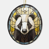 Sweet Stached Glass Badger Keramik Ornament (Links)