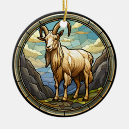 Sweet Stached Glass Billy Goat Keramik Ornament