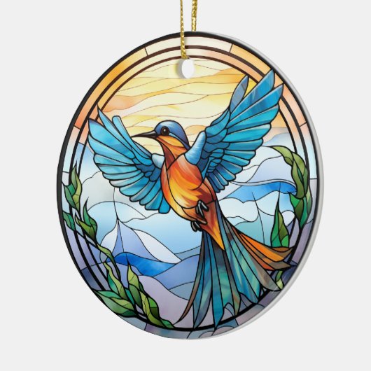 Sweet Stached Glass Bluebird Keramik Ornament (Links)