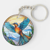 Sweet Stached Glass Bluebird Schlüsselanhänger (Rückseite)